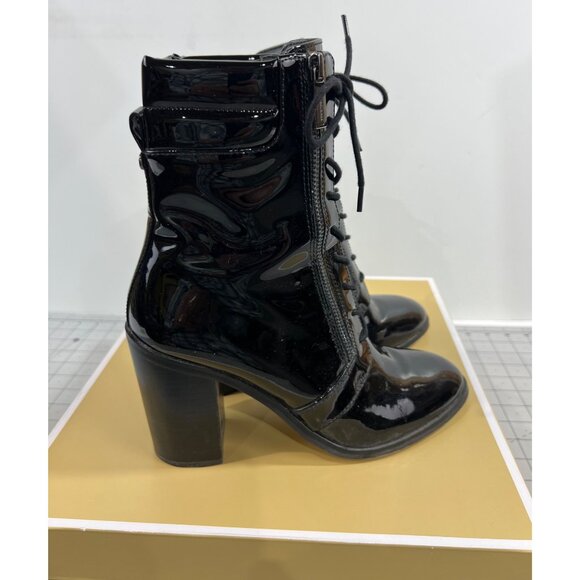 Michael Kors Women’s Rosario Patent Leather Lace-up Boot Black Sz. 8 - Picture 3 of 9
